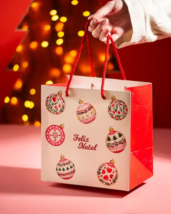 Sacola Pequena, BOLINHAS DE NATAL, pacote com 10 unidades