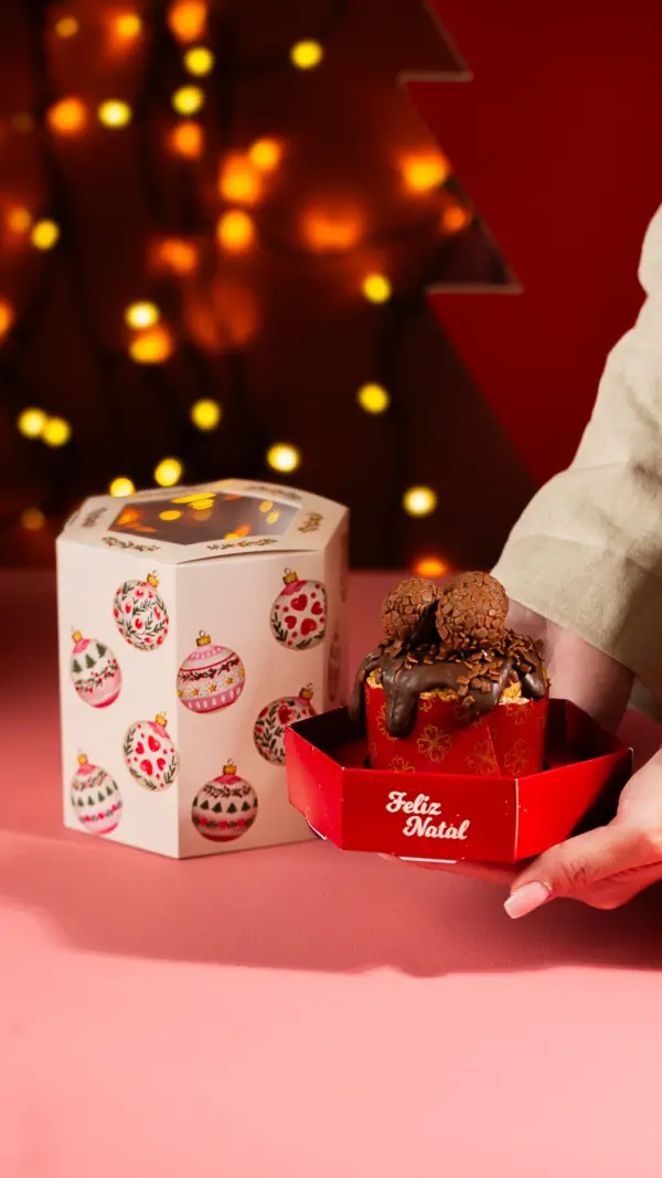 Caixa para mini panetone 100g, BOLINHAS DE NATAL, pacote com 10 unidades
