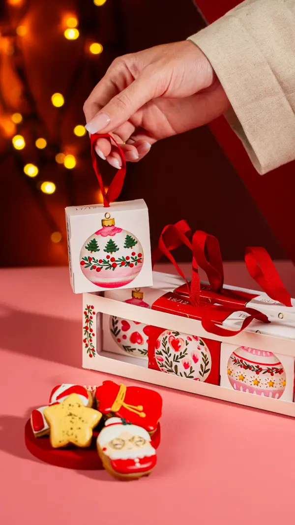 Caixa para Calendário do Advento 8 dias, BOLINHAS DE NATAL, pacote com 5 unidades