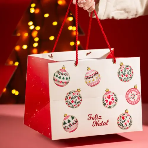 Sacola Grande, BOLINHAS DE NATAL, pacote com 10 unidades