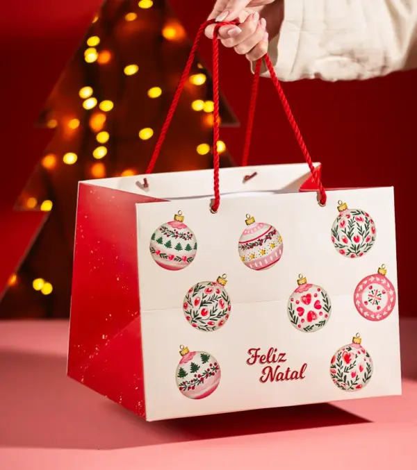 Sacola Grande, BOLINHAS DE NATAL, pacote com 10 unidades