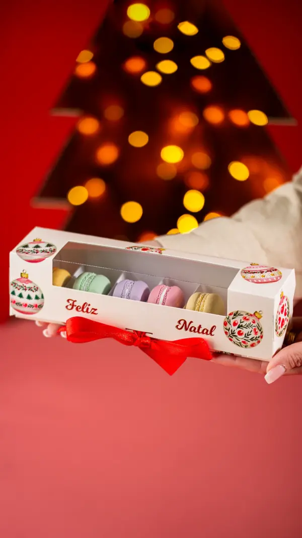 Caixa para 6 doces, BOLINHAS DE NATAL, pacote com 10 unidades