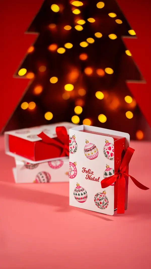 Caixa livro, BOLINHAS DE NATAL, pacote com 10 unidades