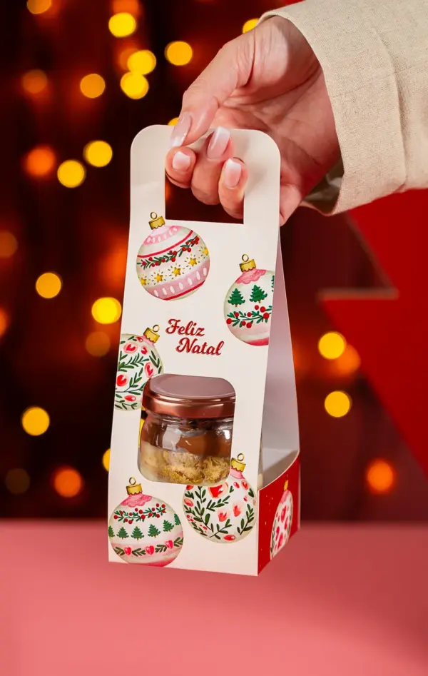 Suporte para chocotone no pote, BOLINHAS DE NATAL, pacote com 10 unidades