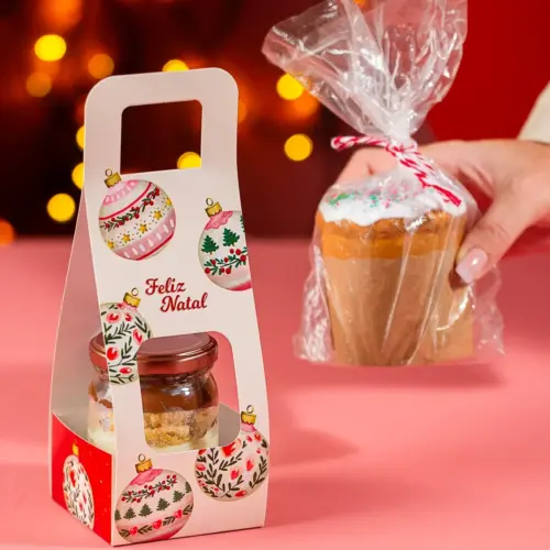 Suporte para chocotone no pote, BOLINHAS DE NATAL, pacote com 10 unidades
