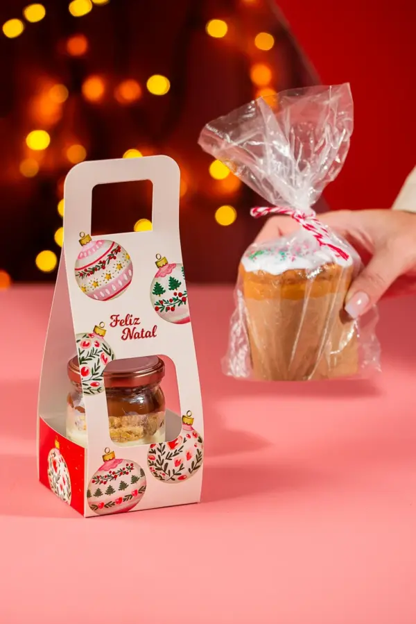 Suporte para chocotone no pote, BOLINHAS DE NATAL, pacote com 10 unidades