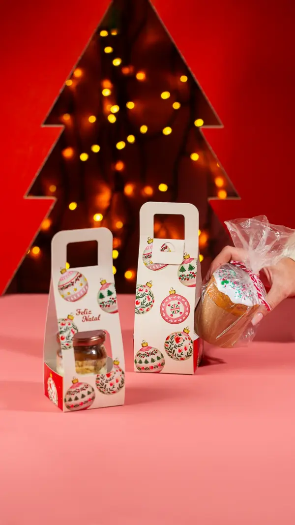 Suporte para chocotone no pote, BOLINHAS DE NATAL, pacote com 10 unidades