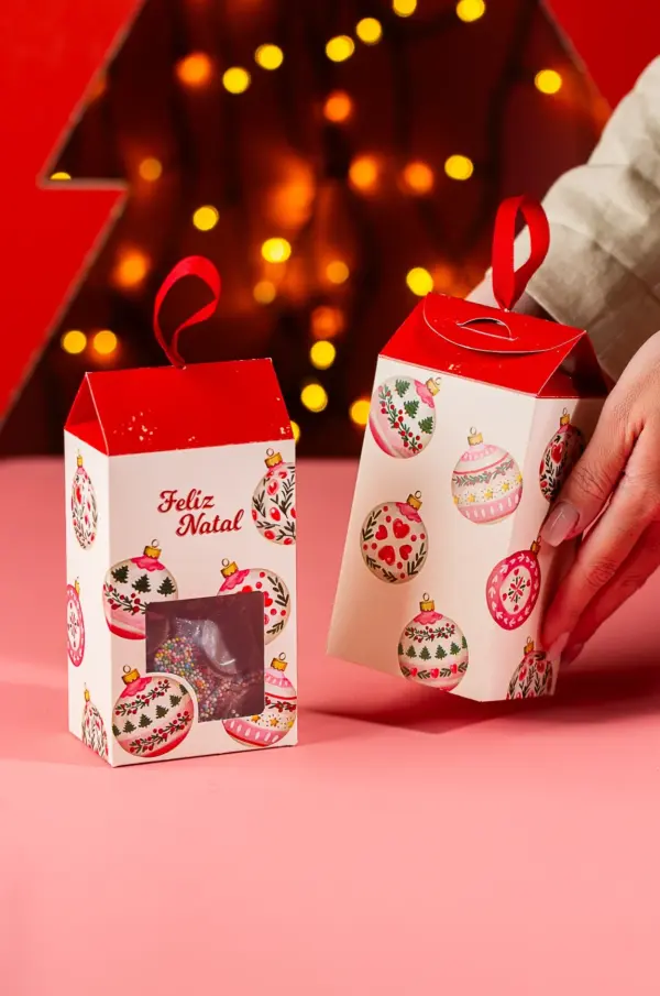 Caixa para drageados, BOLINHAS DE NATAL, pacote com 10 unidades