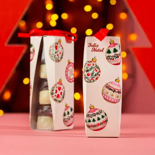 Caixa para pães de mel, BOLINHAS DE NATAL, pacote com 10 unidades