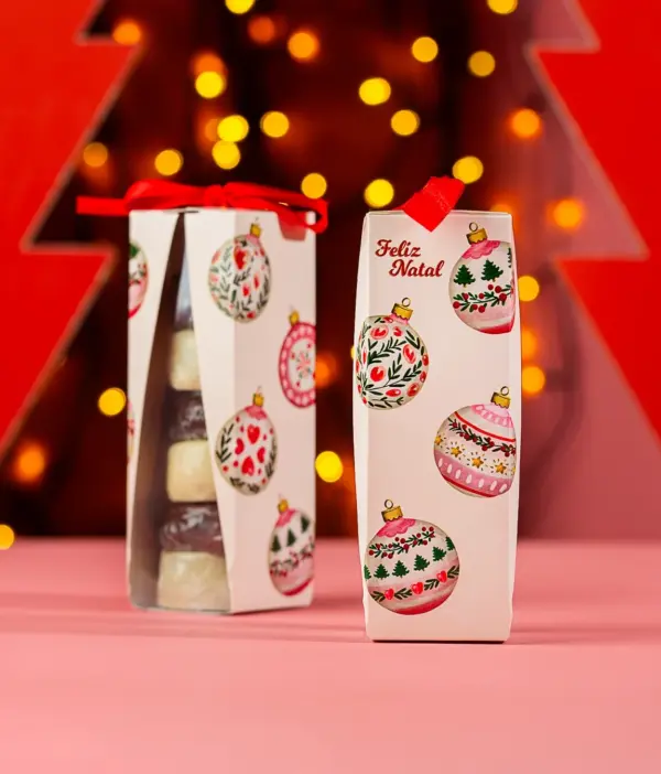 Caixa para pães de mel, BOLINHAS DE NATAL, pacote com 10 unidades