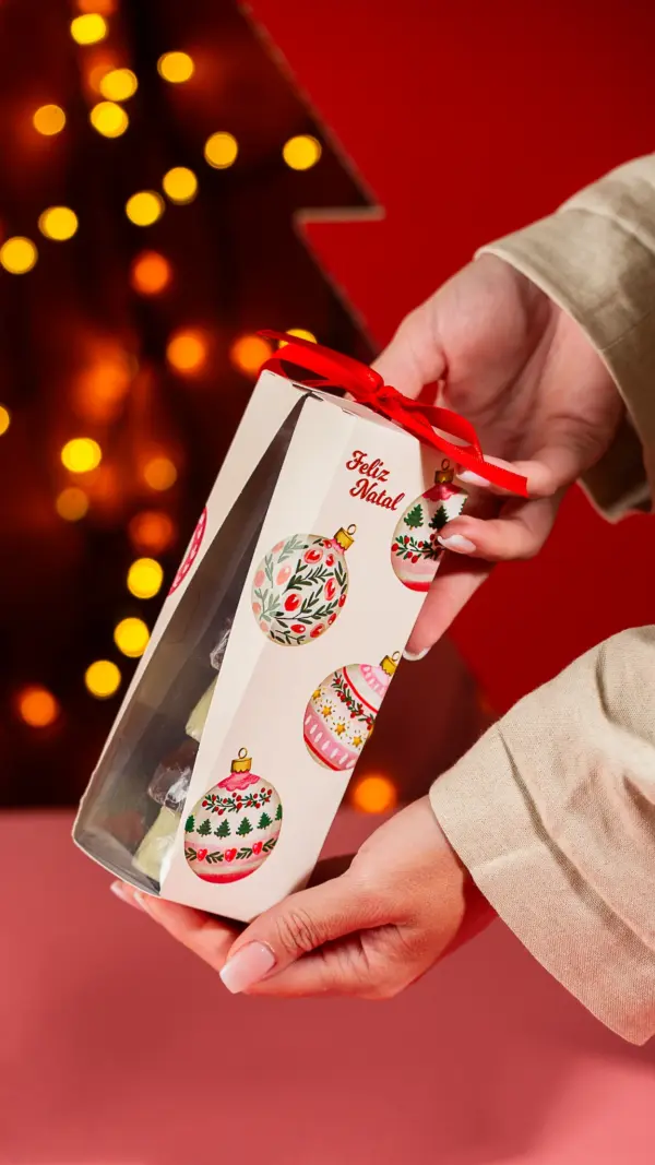 Caixa para pães de mel, BOLINHAS DE NATAL, pacote com 10 unidades