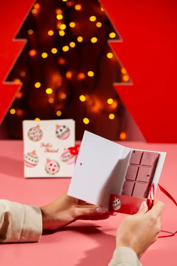 Cartão para biscoito ou barrinha, BOLINHAS DE NATAL, pacote com 10 unidades