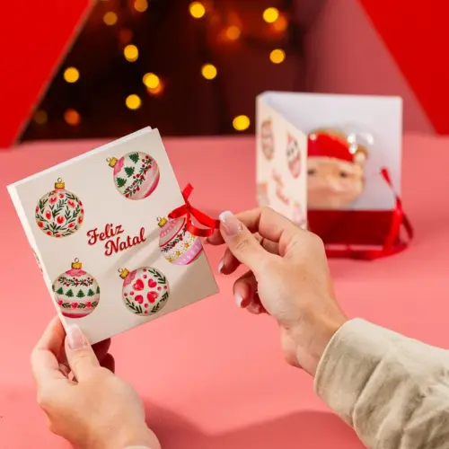 Cartão para biscoito ou barrinha, BOLINHAS DE NATAL, pacote com 10 unidades