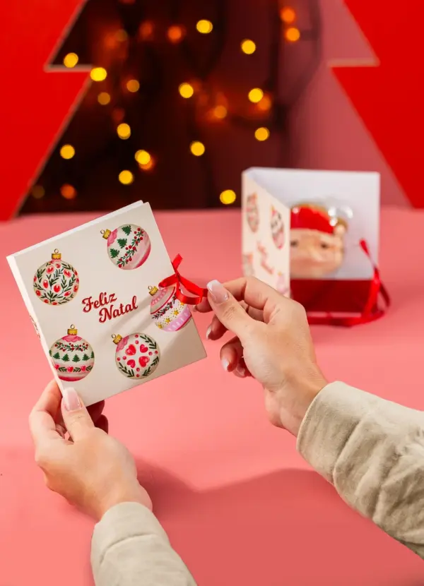 Cartão para biscoito ou barrinha, BOLINHAS DE NATAL, pacote com 10 unidades