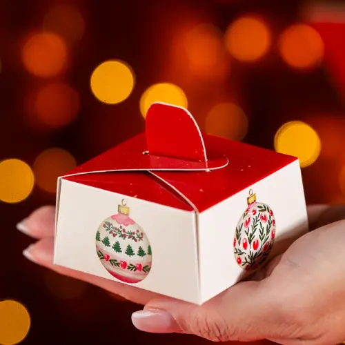 Caixa para brownie, BOLINHAS DE NATAL, pacote com 10 unidades