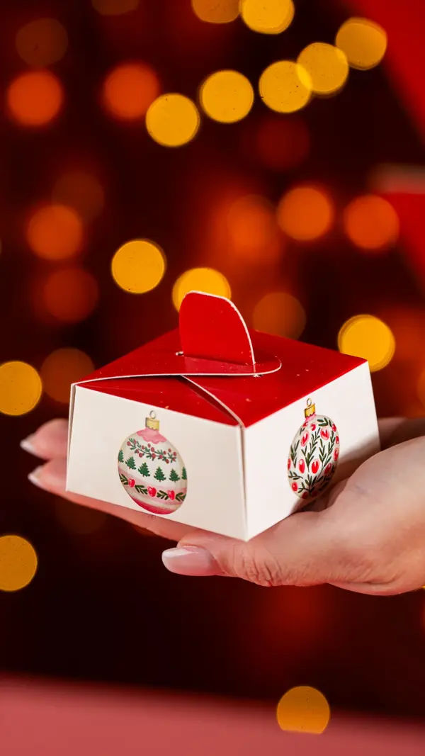 Caixa para brownie, BOLINHAS DE NATAL, pacote com 10 unidades