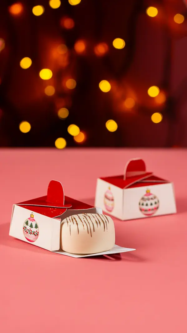 Caixa para brownie, BOLINHAS DE NATAL, pacote com 10 unidades