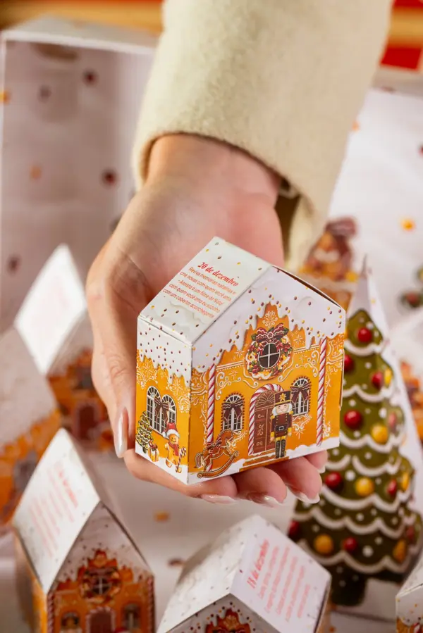 Caixa para Calendário do Advento 15 dias, CASA DE BISCOITOS, pacote com 2 unidades