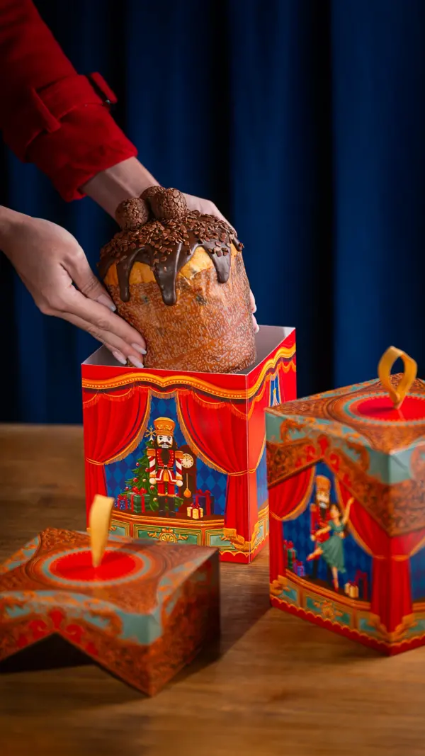 Caixa para panetone 500g, ESPETÁCULO DE NATAL, pacote com 10 unidades