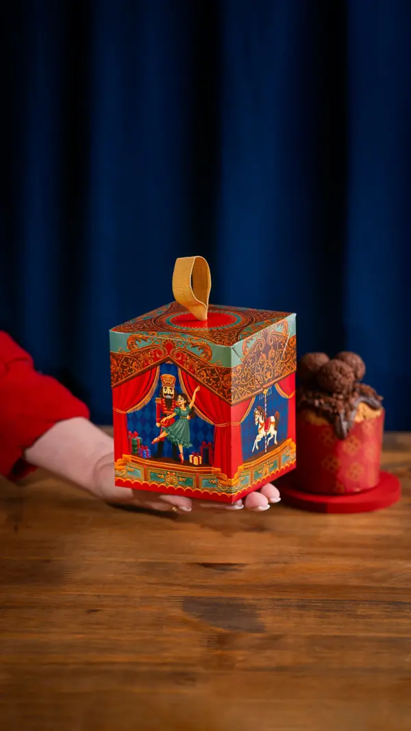 Caixa para mini panetone 100g, ESPETÁCULO DE NATAL, pacote com 10 unidades