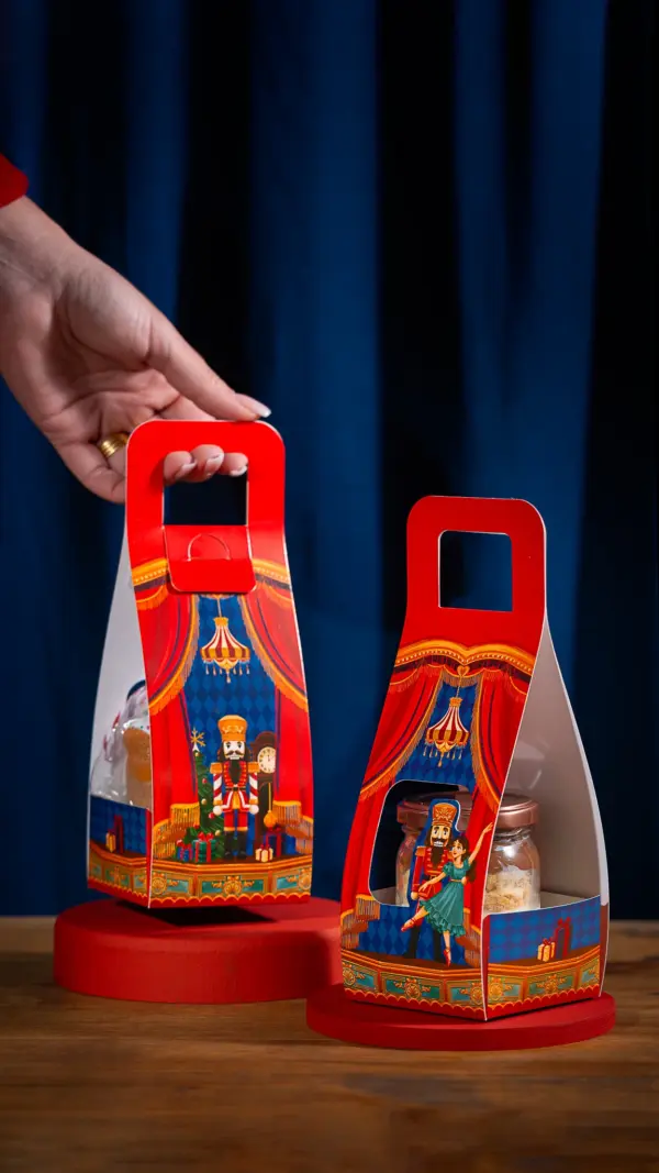 Suporte para chocotone no pote, ESPETÁCULO DE NATAL, pacote com 10 unidades