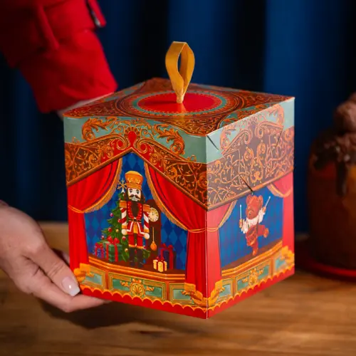 Caixa para panetone 500g, ESPETÁCULO DE NATAL, pacote com 10 unidades