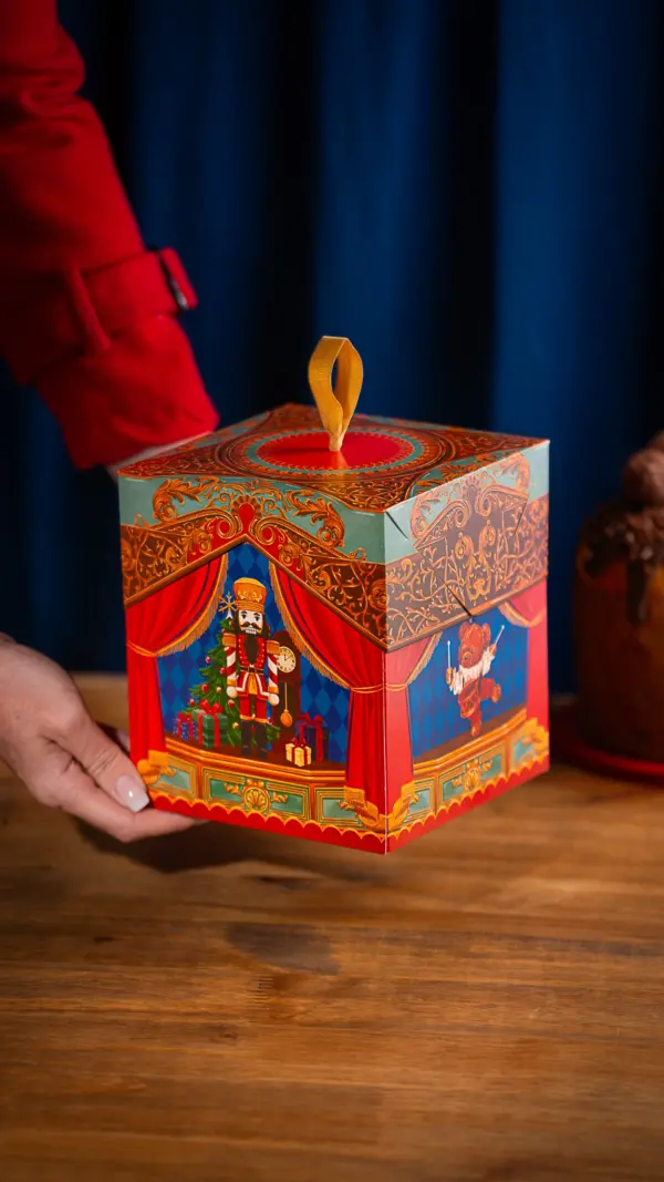 Caixa para panetone 500g, ESPETÁCULO DE NATAL, pacote com 10 unidades