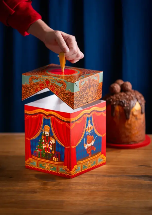Caixa para panetone 500g, ESPETÁCULO DE NATAL, pacote com 10 unidades