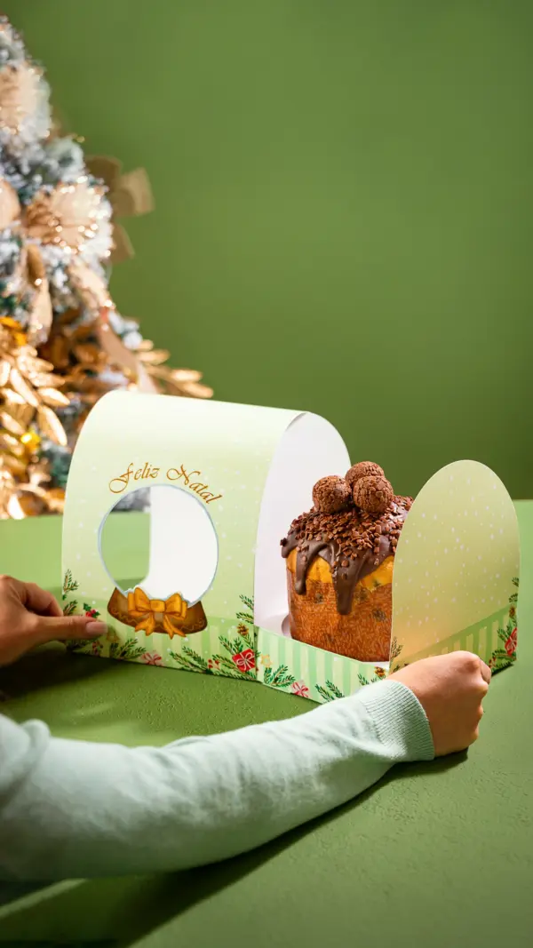Caixa para panetone 500g, GLOBO DE NEVE, pacote com 10 unidades