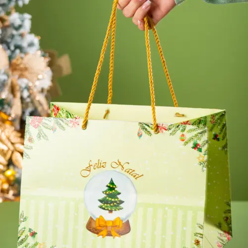 Sacola Grande, GLOBO DE NEVE, pacote com 10 unidades