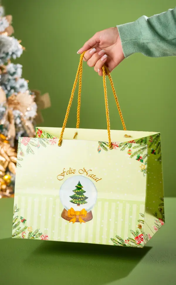 Sacola Grande, GLOBO DE NEVE, pacote com 10 unidades