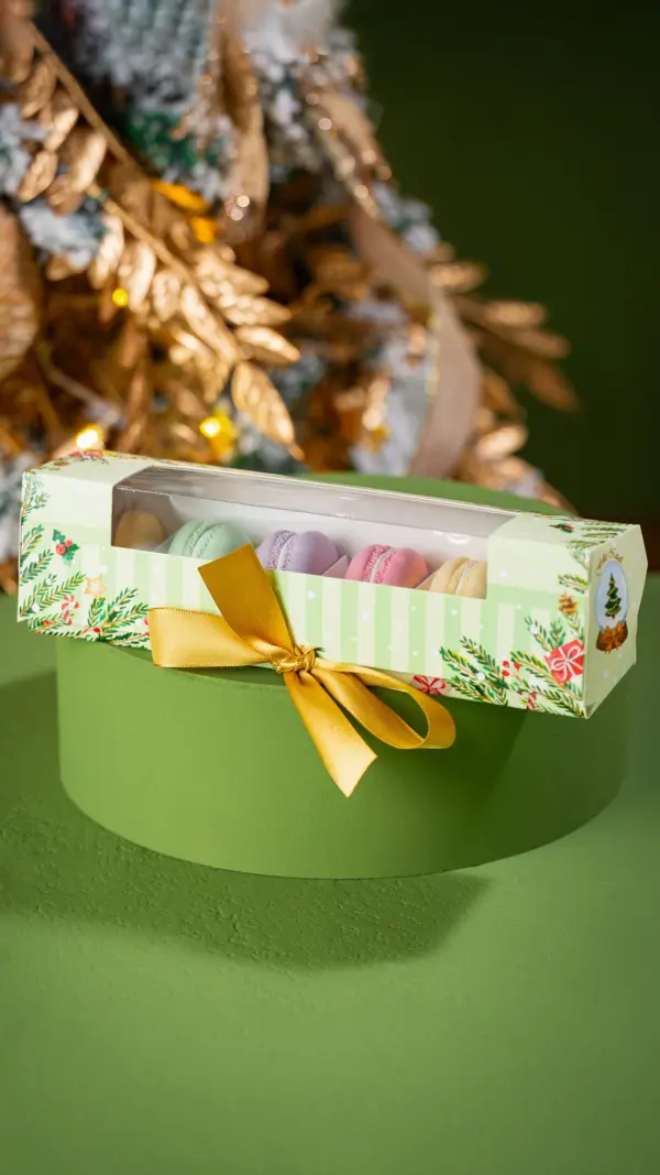 Caixa para 6 doces, GLOBO DE NEVE, pacote com 10 unidades