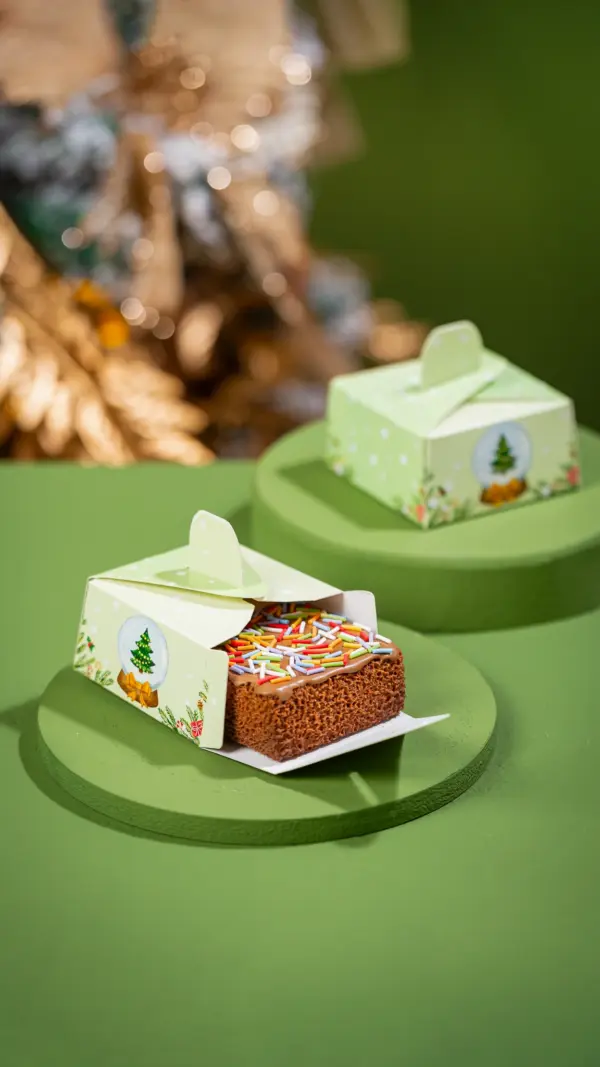 Caixa para brownie, GLOBO DE NEVE, pacote com 10 unidades