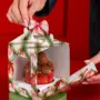 Caixa para mini panetone 100g, LAÇOS, pacote com 10 unidades